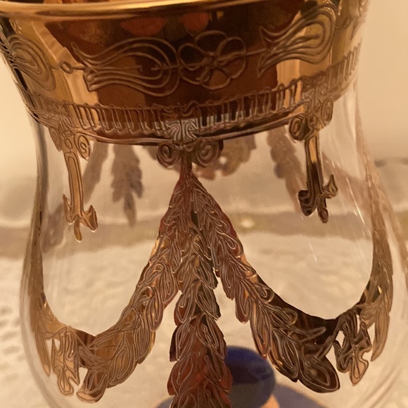 MEDICI 24 KTS Gold Cobalt Blue Mouth Blown and Hand Decorated Vintage Italy - Picture 5 of 7